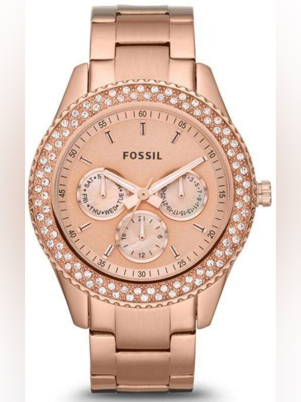 Fossil Rose Gold Crystal-Trim Multifunction Women's Watch